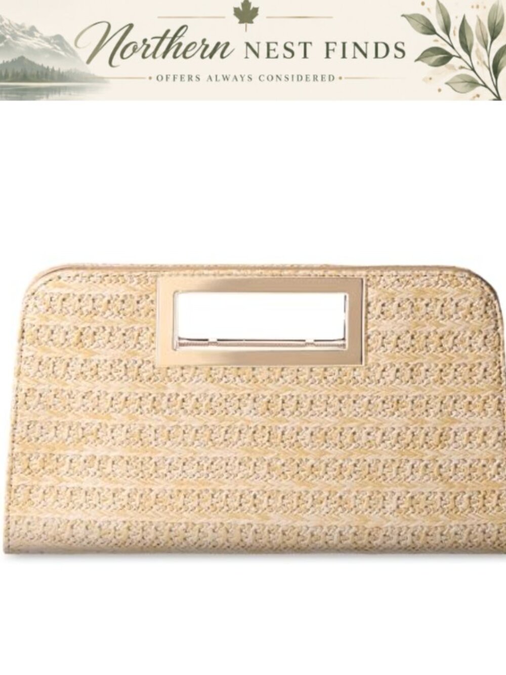 Straw Clutch Purse Cut-Out Handle Evening Crossbody Bag